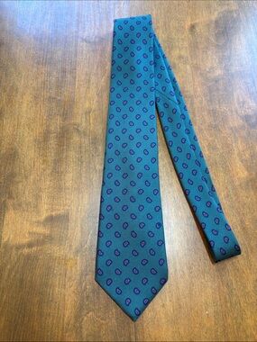 Green Paisley Pattern Men's Silk Tie, Burma Bibas